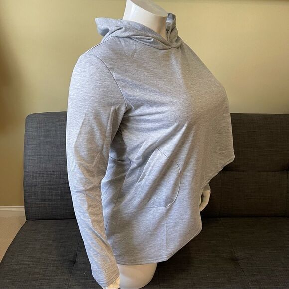 Grey Asymmetrical Cross Front Hoodie - Picture 3 of 6